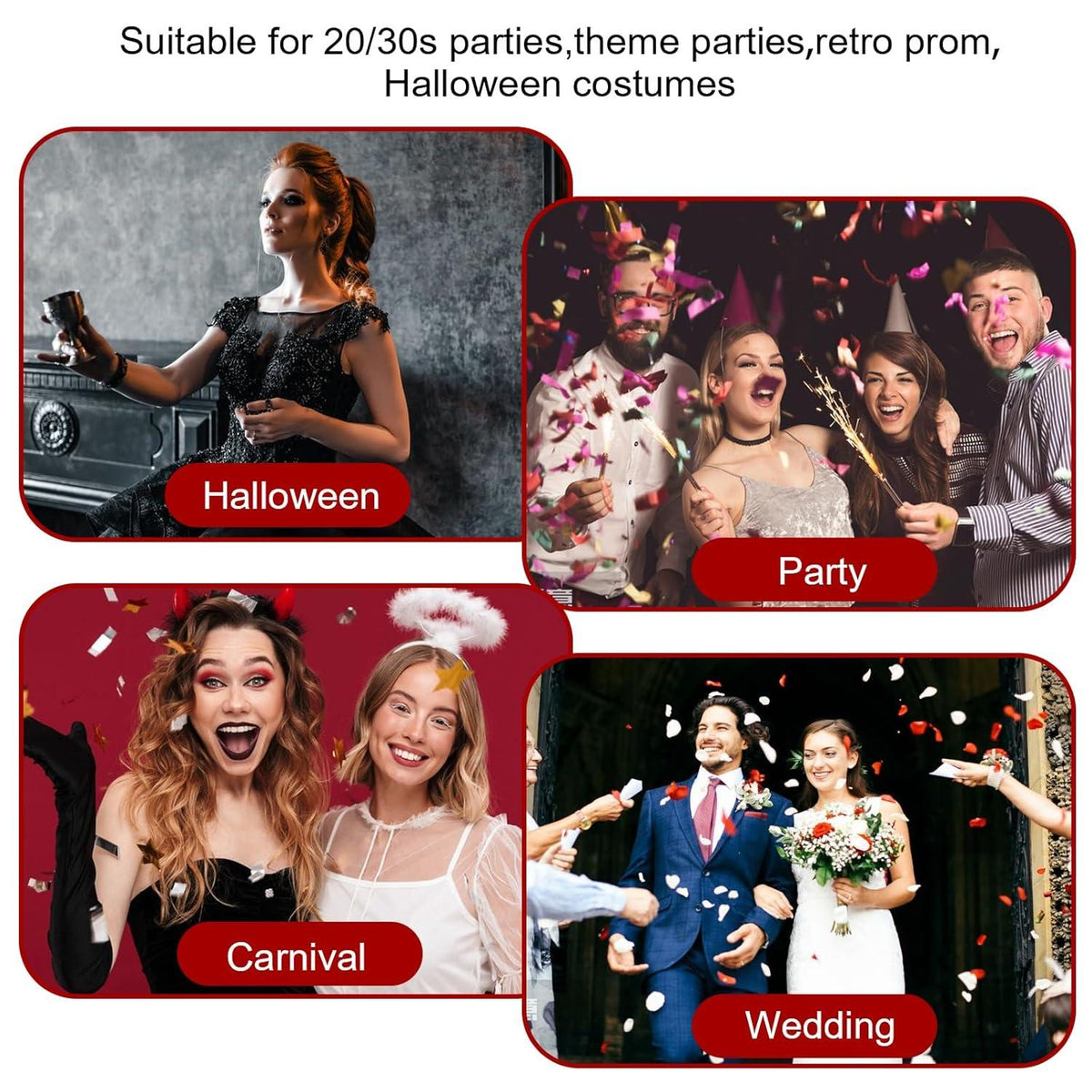 4 Stück große rote Blumen Brosche Haarspangen Set für Hochzeit & Party