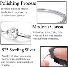 925 Sterling Silber Schlangen Gliederarmband mit Kugelverschluss, Damen Love Charm Armband
