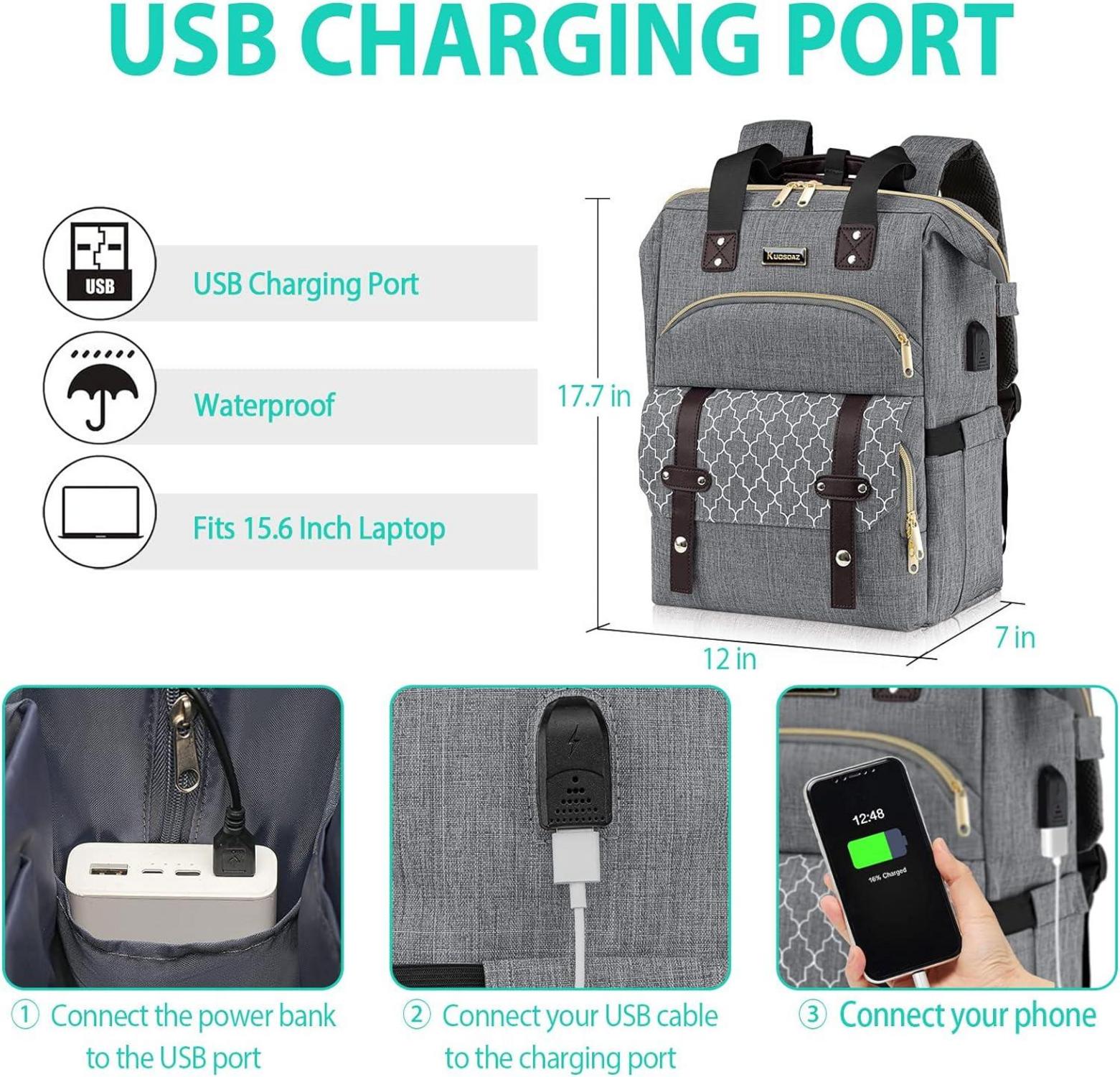 Rucksack Damen USB 17,3 Zoll Grau Mädchen Teenager