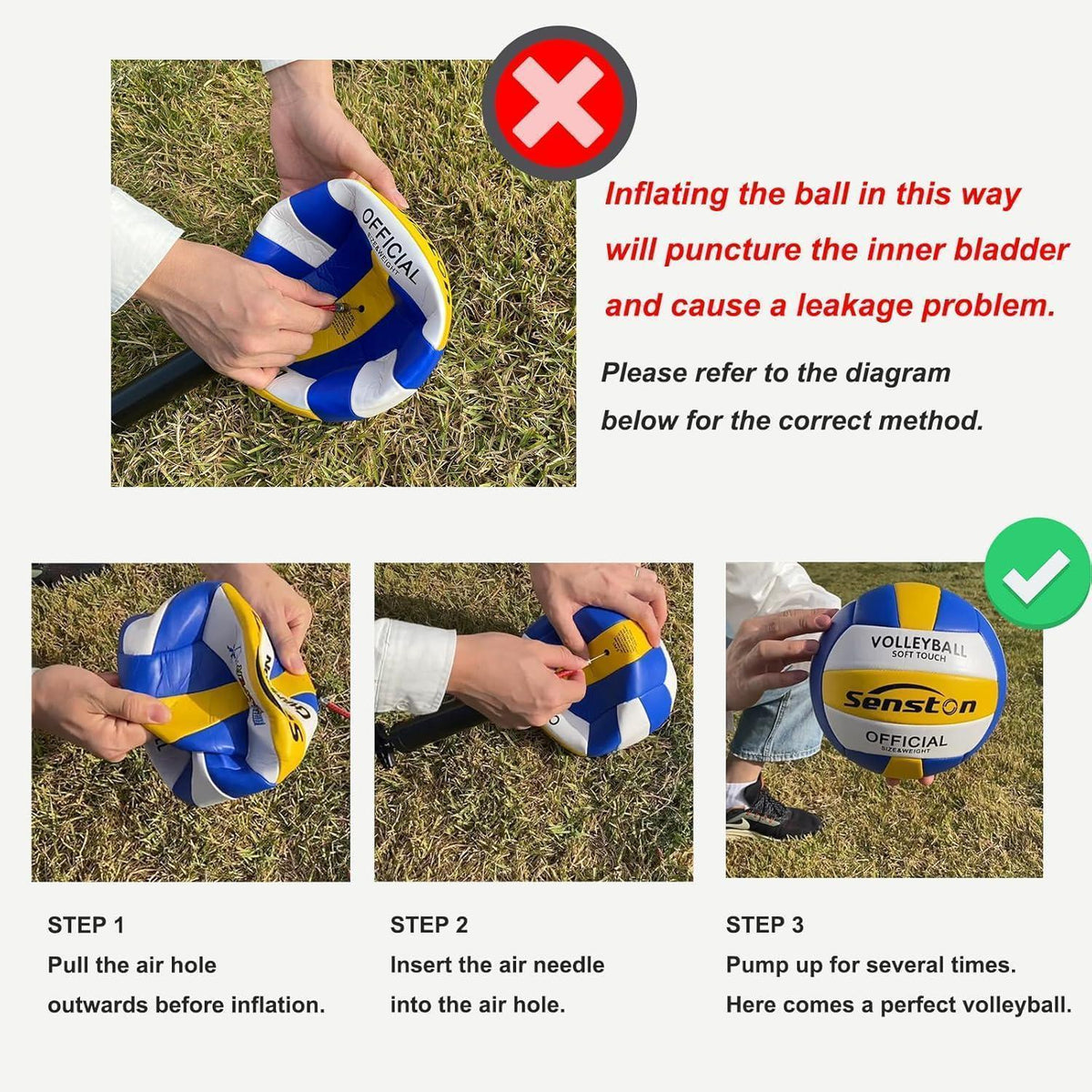 Wasserfester Volleyball Größe 5 mit Pumpe, Hellblau