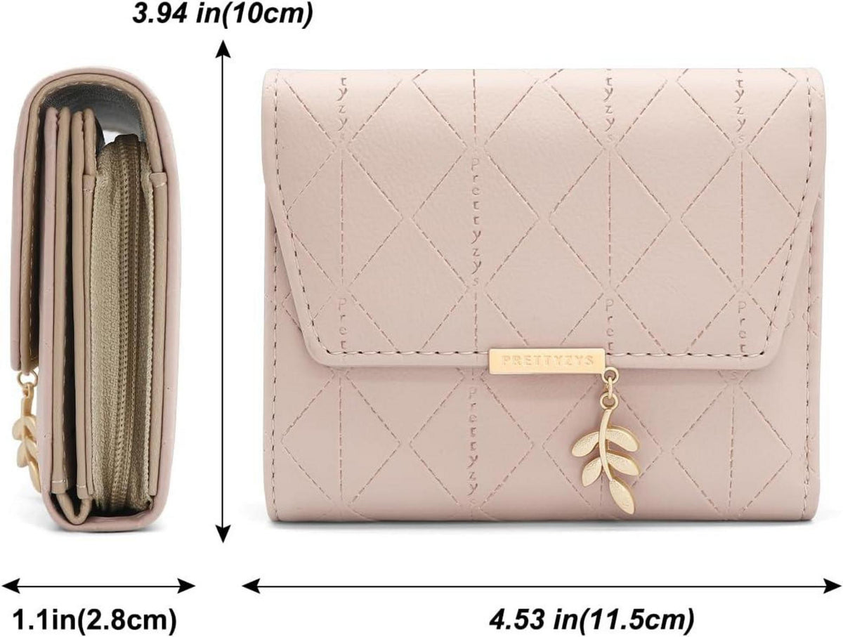 Damen Geldbeutel Vegan Leder Mini Portemonnaie Rosa-1