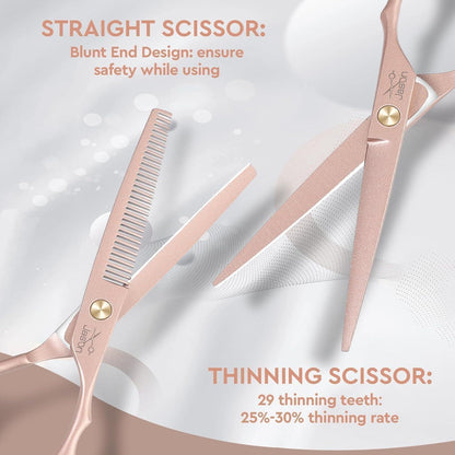 Friseurscheren Set Profi – Haarschneideschere & Effilierschere Roségold
