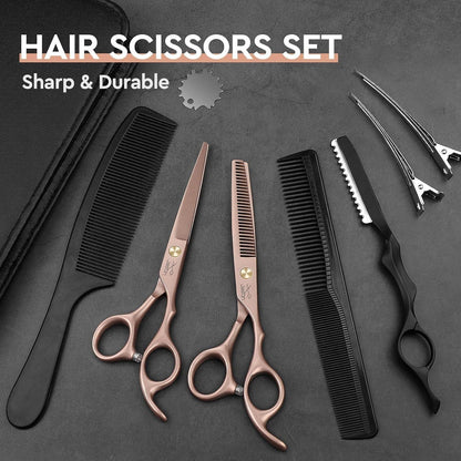 Friseurscheren Set Profi – Haarschneideschere & Effilierschere Roségold
