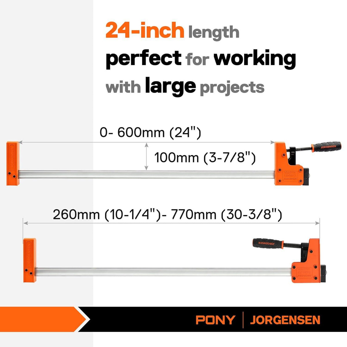 JORGENSEN Profi Schraubzwingen Set 2-tlg. 680kg Spannkraft 600mm Spannweite
