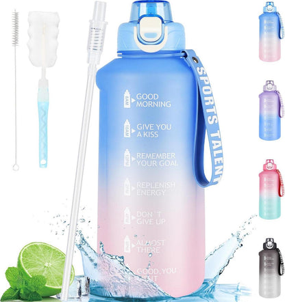 Trinkflasche 2l Sport mit Strohhalm BPA-frei Wasserflasche