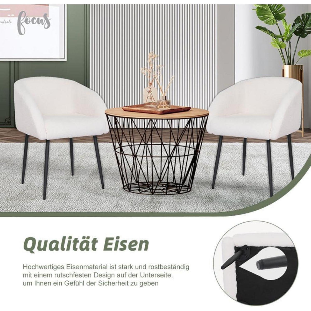 Lammwoll Sessel Lounge Modern Schwarz Metallbeine