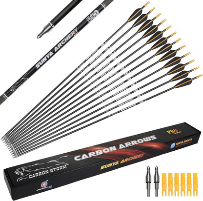 Carbonpfeile fürs Bogenschießen 30 Zoll 12er Pack