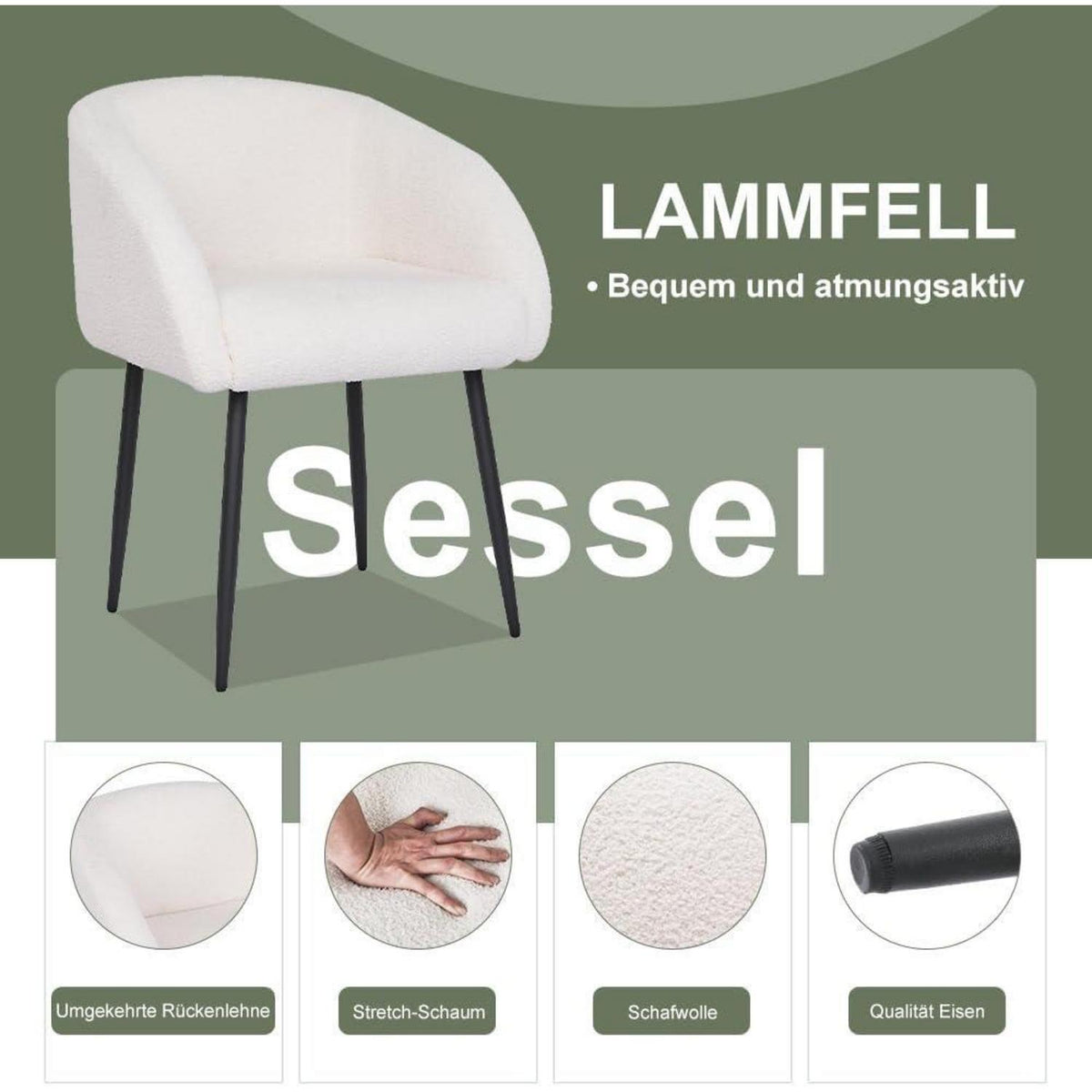 Mingone Loungesessel 2er Set – Modern & Bequem mit Lammwolle