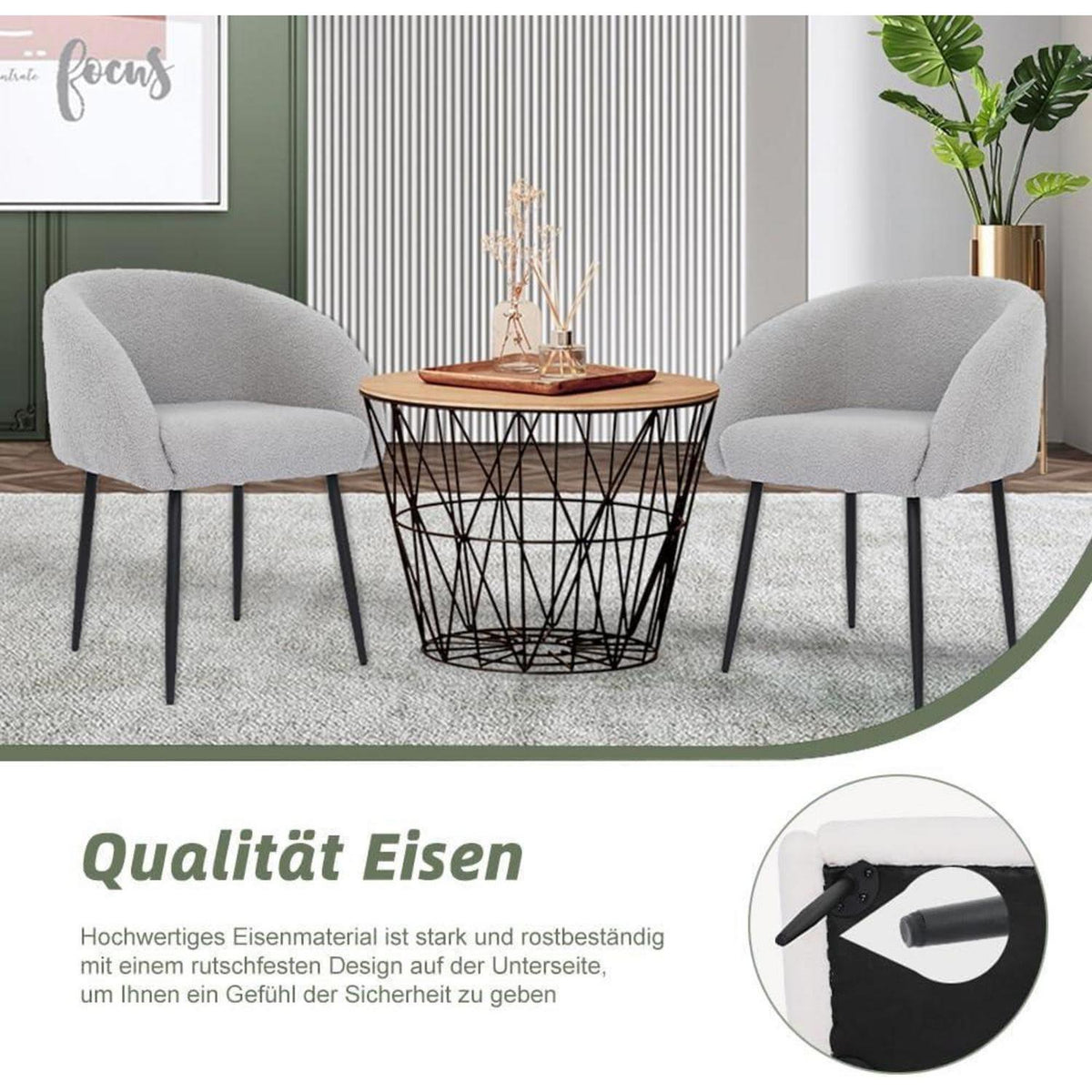 Mingone Loungesessel 2er Set – Modern & Bequem in Grau