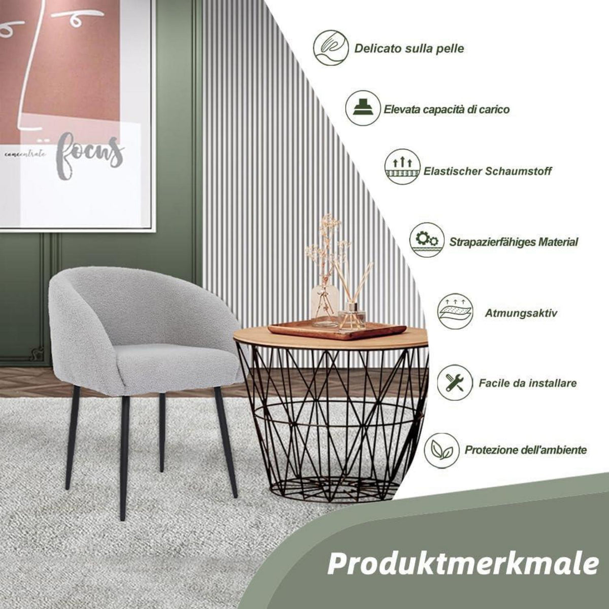 Mingone Loungesessel 2er Set – Modern & Bequem in Grau