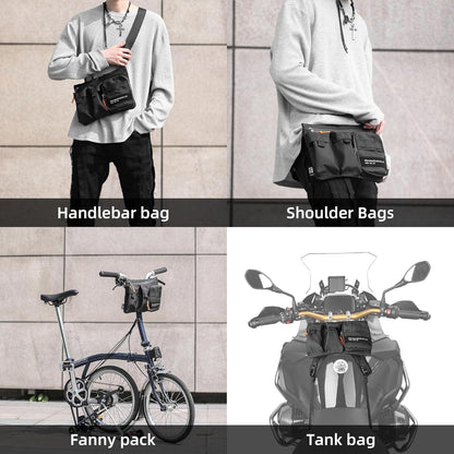 Fahrrad Lenkertasche 2L Schwarz- Aufbewahrungstasche mit Schultergurt