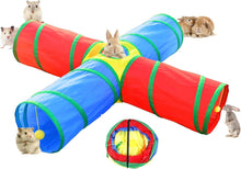 Kaninchen Meerschweinchen Tunnel Spielzeug 4 Wege faltbar Buntes