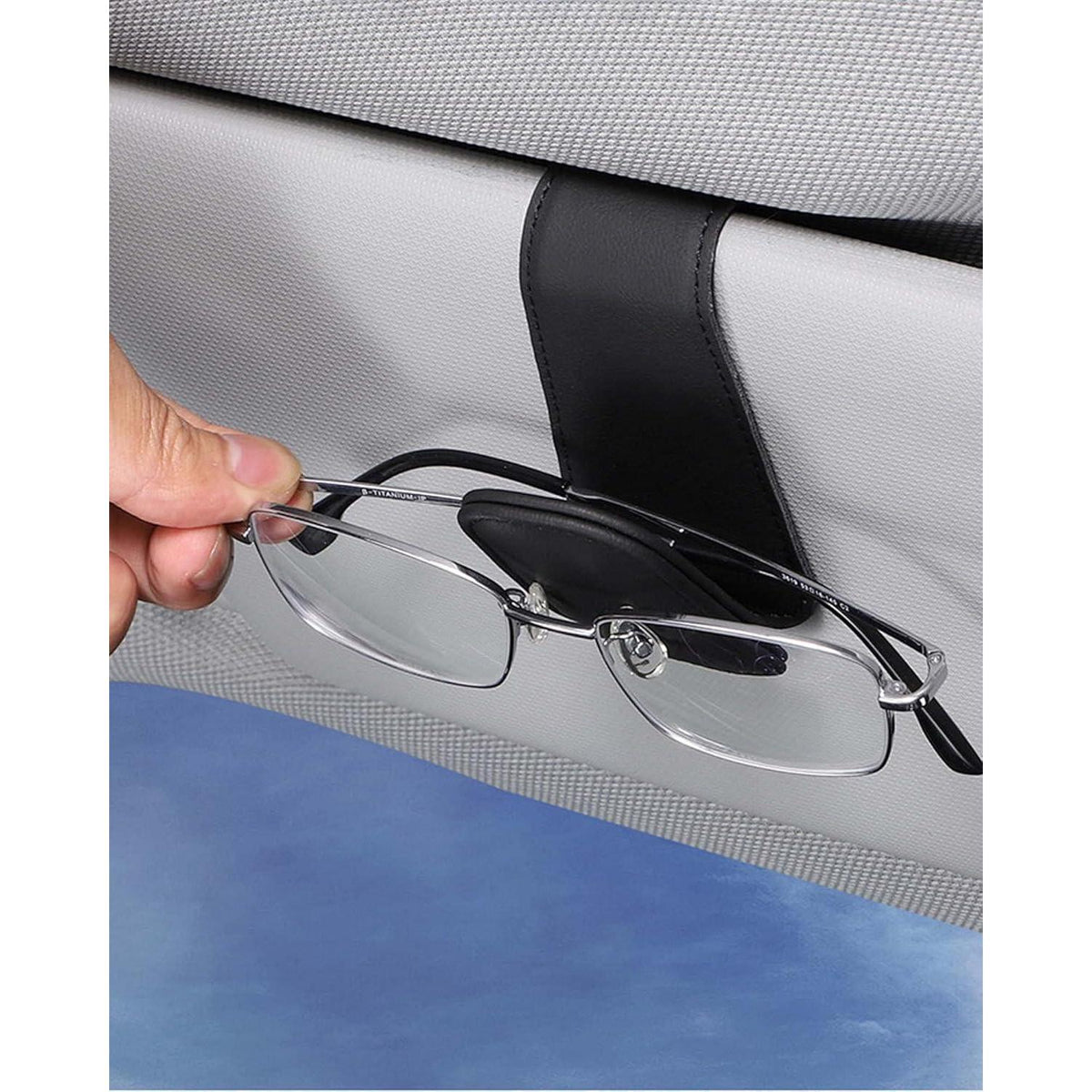 Brillenhalter für Auto Sonnenblende, Braun in Lederoptik
