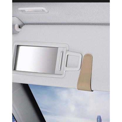 Brillenhalter für Auto Sonnenblende, Braun in Lederoptik