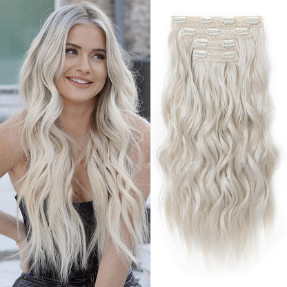 60cm Clip-in Haarverlängerung Platinblond – Lange Strandwellen