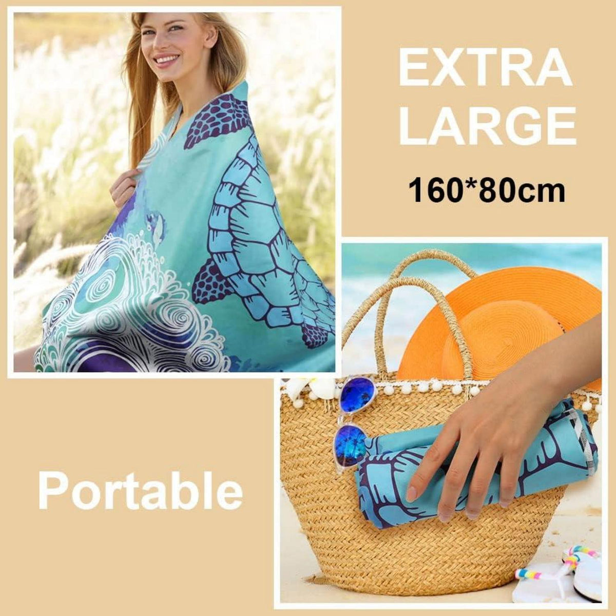Strandtuch Mikrofaser Schnell Trocknend 160x80cm Badetuch