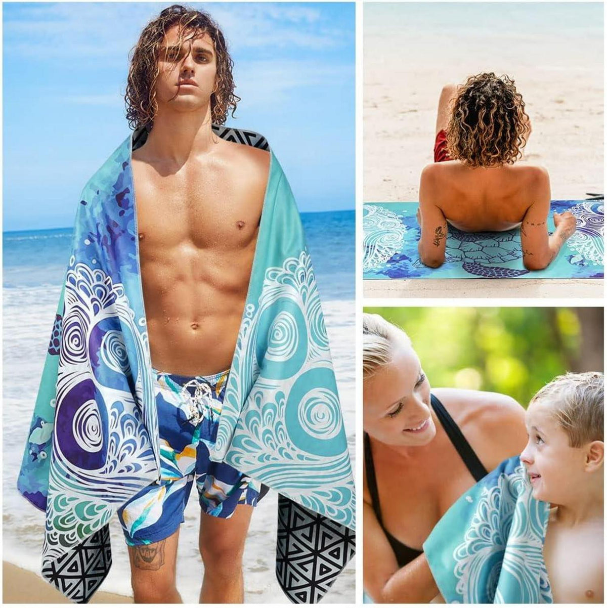 Strandtuch Mikrofaser 160 x 80cm Badetuch Groß Schnell Trocknend