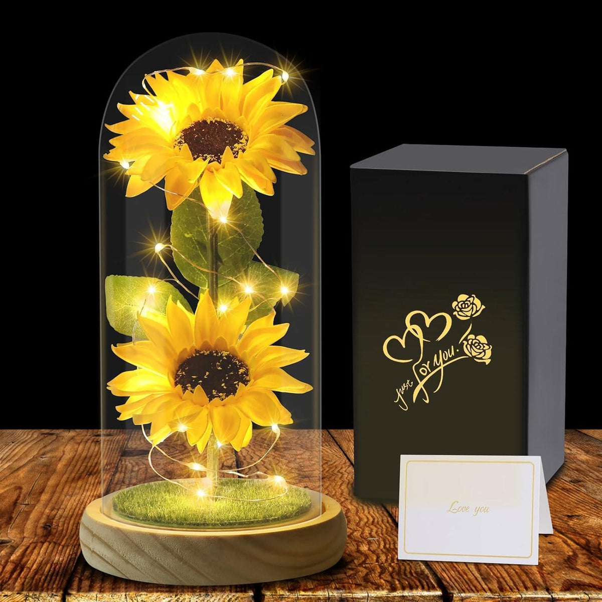 Künstliche Sonnenblume in Glaskuppel – Ewige Liebe Geschenk für Frauen