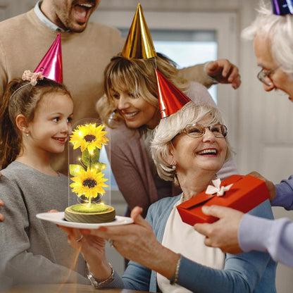 Künstliche Sonnenblume in Glaskuppel – Ewige Liebe Geschenk für Frauen