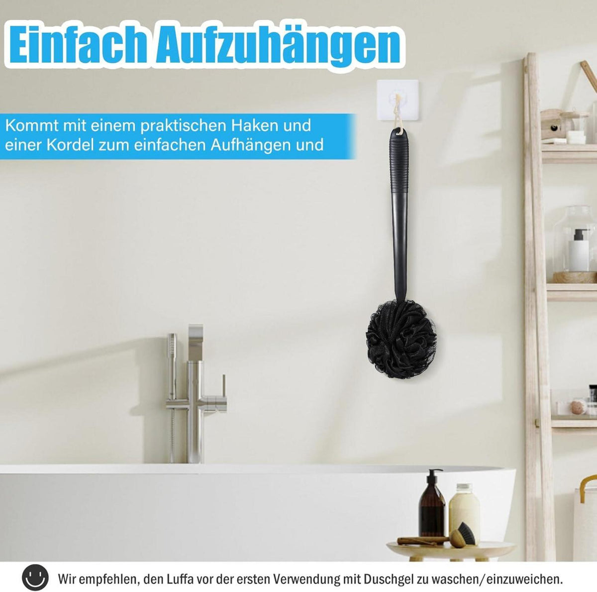 Badeschwamm Duschschwamm Peeling Rückenbürste 42cm Anti-Rutsch Weich