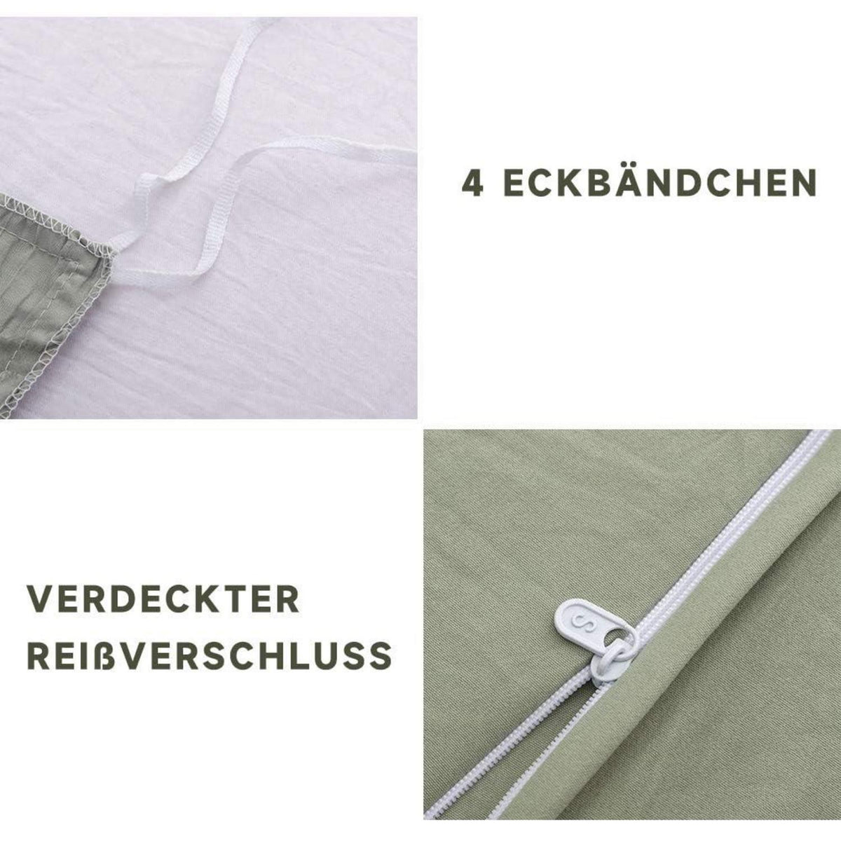 Seersucker Bettwäsche Set 200x200 cm Grün – Atmungsaktiv & Kühlend