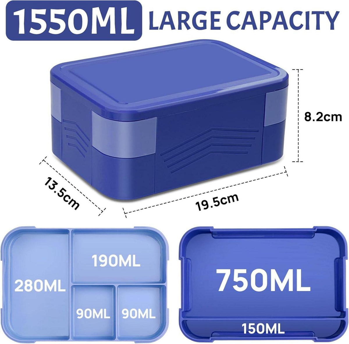 BIBURY Lunchbox 1550ml Auslaufsicher Stapelbare Bento Box Best WingedGeese