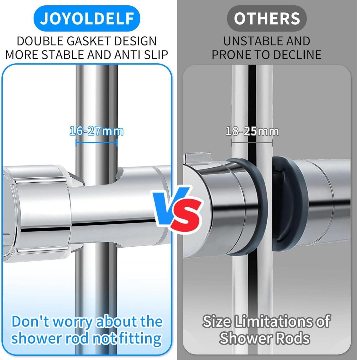 Joyoldelf Universal Handbrause Halterung ABS Verchromt 360° drehbar 16-27 mm Verstellbar Duschkopf Halterungen