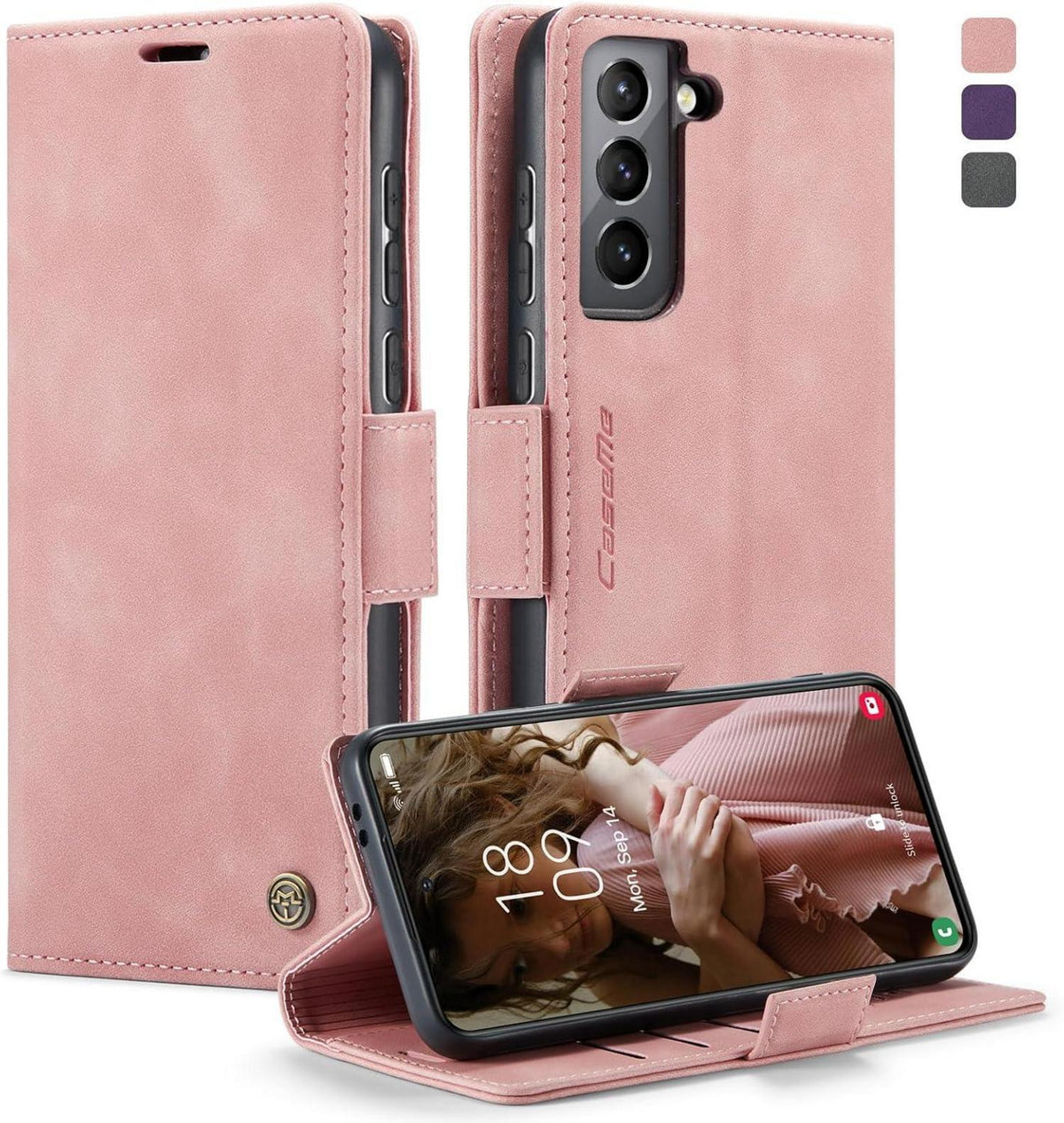 Handyhülle Samsung Galaxy S21 5G Premium Leder RFID Flip Case Magnet
