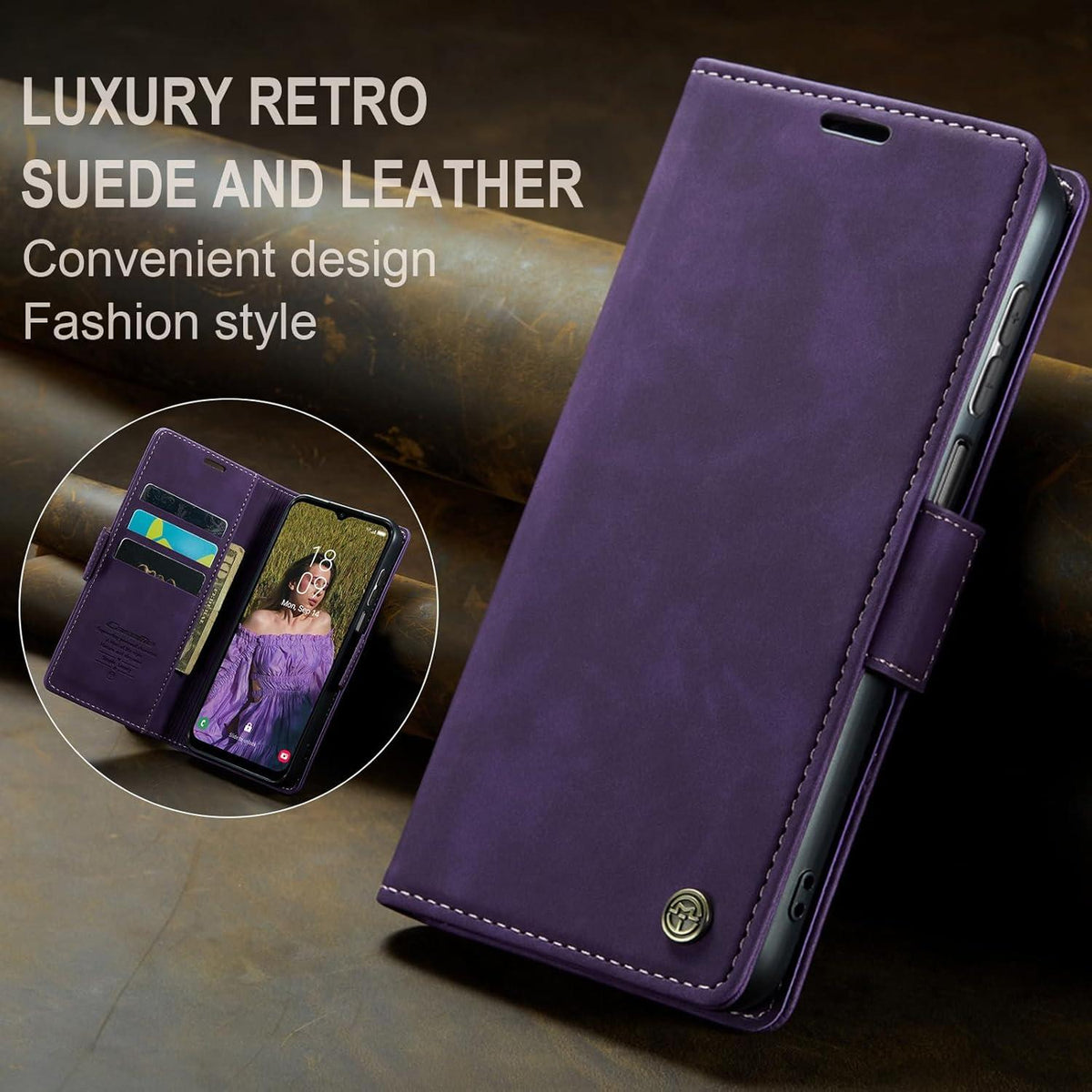 Samsung Galaxy A14 5G/4G Handyhülle Leder RFID Flip Case Standfunktion