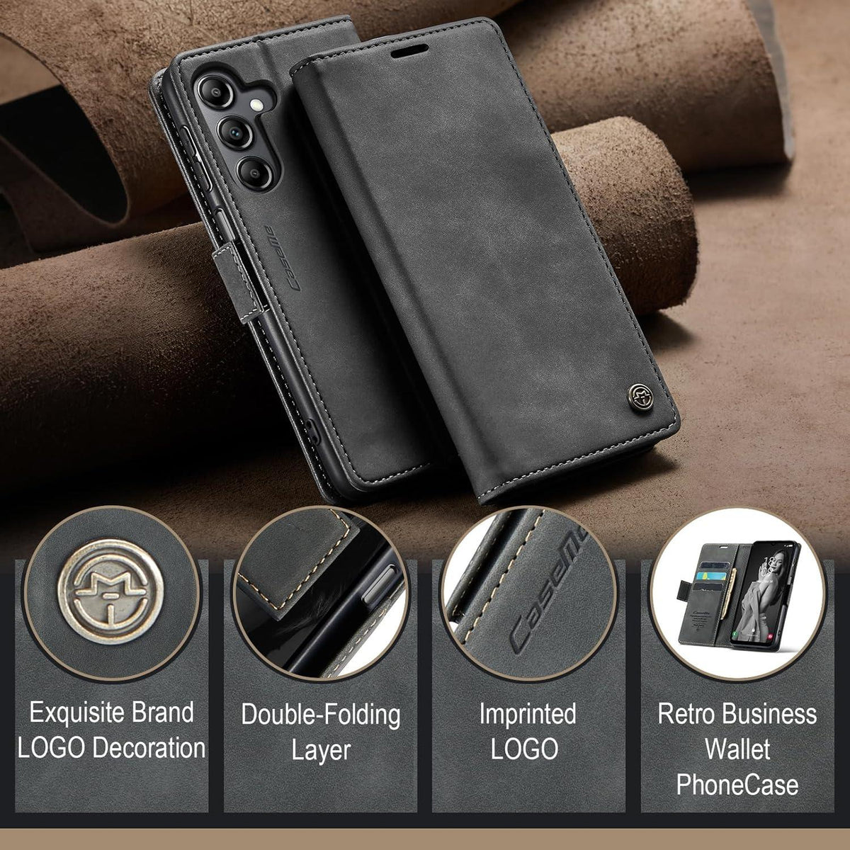 Handyhülle Samsung Galaxy A14 5G/4G Premium Leder Klappbar Tasche RFID