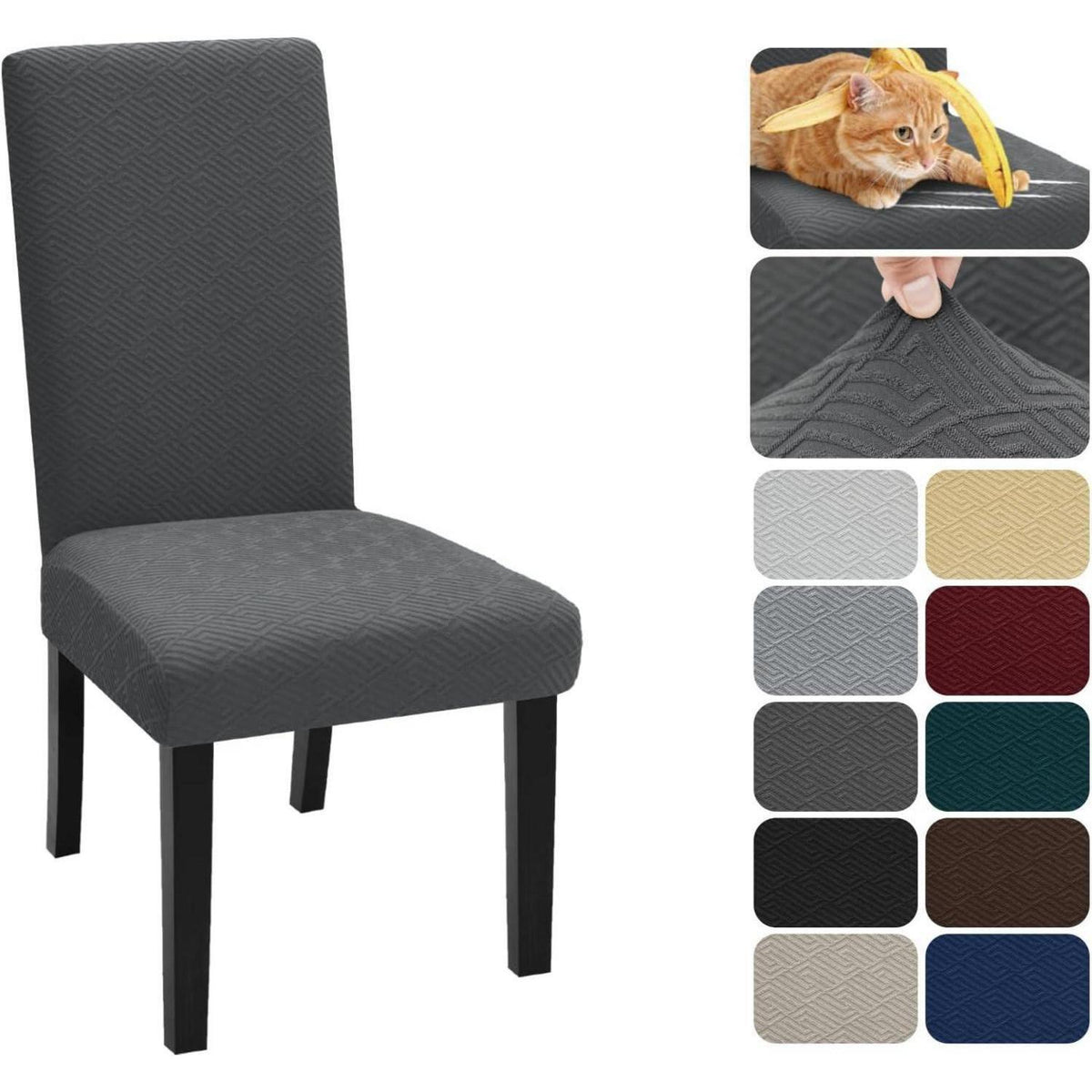 Stretch Stuhlhussen 4er Set Dunkel Grau – Esszimmer & Bankett