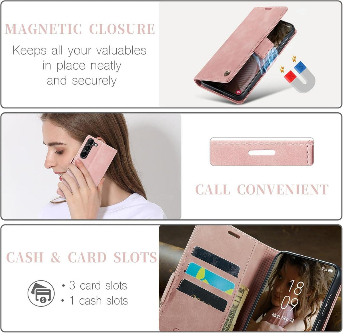 Samsung Galaxy S23 5G Handyhülle Leder RFID Standfunktion Magnetiker