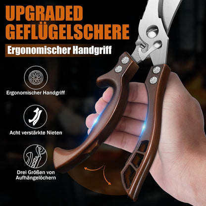 Geflügelschere Profi Edelstahl mit Sicherheitsschloss und Federmechanismus