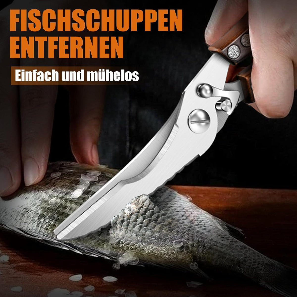 Geflügelschere Profi Edelstahl mit Sicherheitsschloss und Federmechanismus