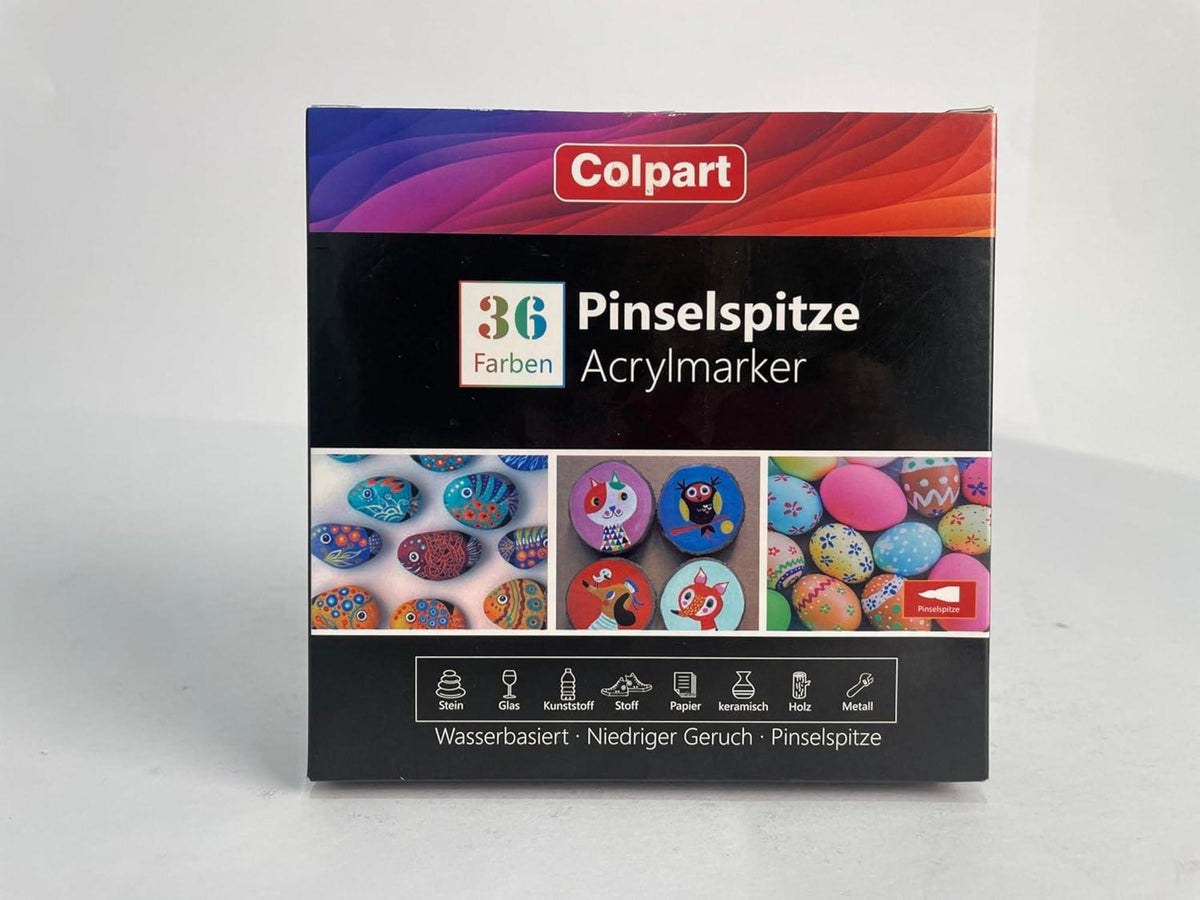 Acrylstifte Set 36 Farben für Steine, Holz, Keramik, Glas, Metall, Leinwand