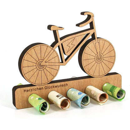 Geldgeschenk E-Bike Geburtstag Holzschild mit Ständer