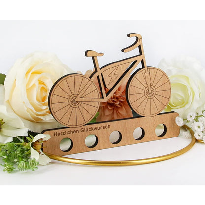 Geldgeschenk E-Bike Geburtstag Holzschild mit Ständer