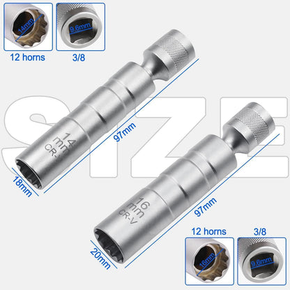 Zündkerzenschlüssel 14mm 16mm Magnet Universal Flexibel 2 Stück
