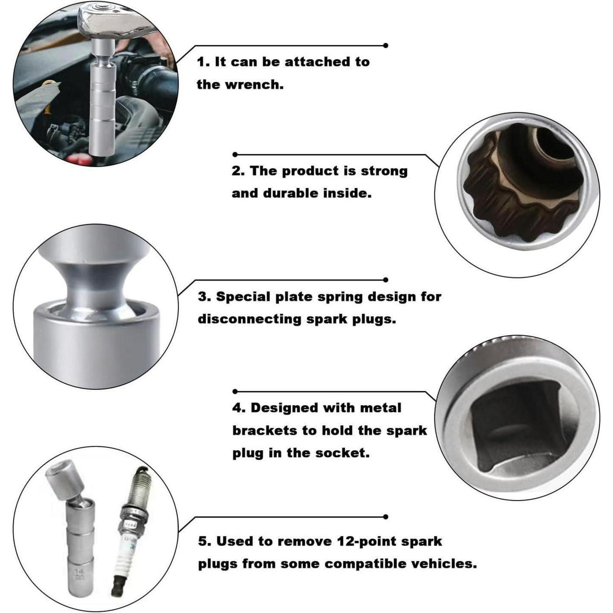 Zündkerzenschlüssel 14mm 16mm Magnet Universal Flexibel 2 Stück