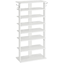 Schuhregal 8-lagig schmal 50 cm weiß 2 Haken Ablagegestell
