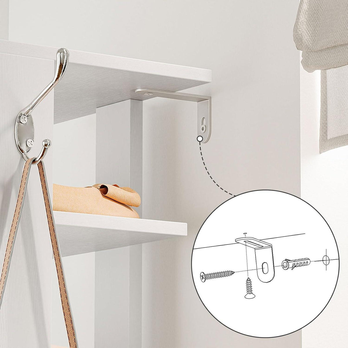8-lagiges Schuhregal Schuhablage 50 cm Schuhschrank mit 2 Haken