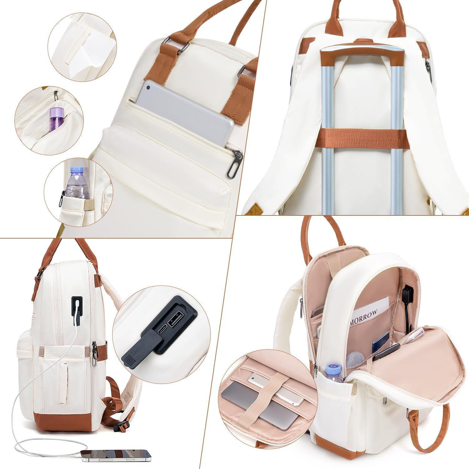 COOLIFE ABS Hartschalen Trolley Koffer Set 3tlg Weiß/Braun