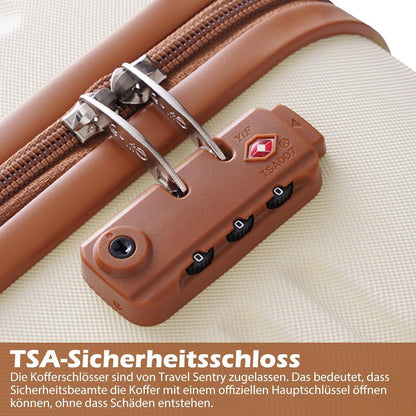 Reisekoffer Set 3tlg. mit Rucksack & Kulturbeutel, Blau/Braun