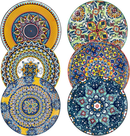Bohemian Style Porzellan Teller Set 6er Pack 27 cm Bunt