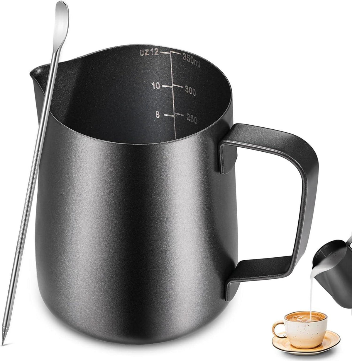 Milchkännchen Edelstahl 350ml Milk Pitcher für Cappuccino