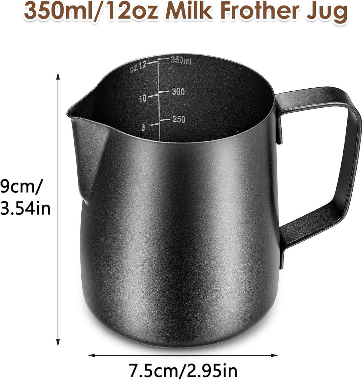 Milchkännchen Edelstahl 350ml Milk Pitcher für Cappuccino