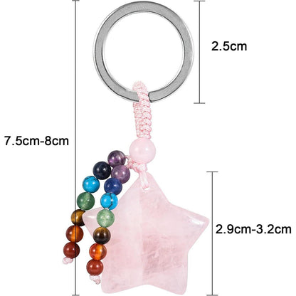 Kristall Stern Schlüsselanhänger mit 7 Chakra Steinen