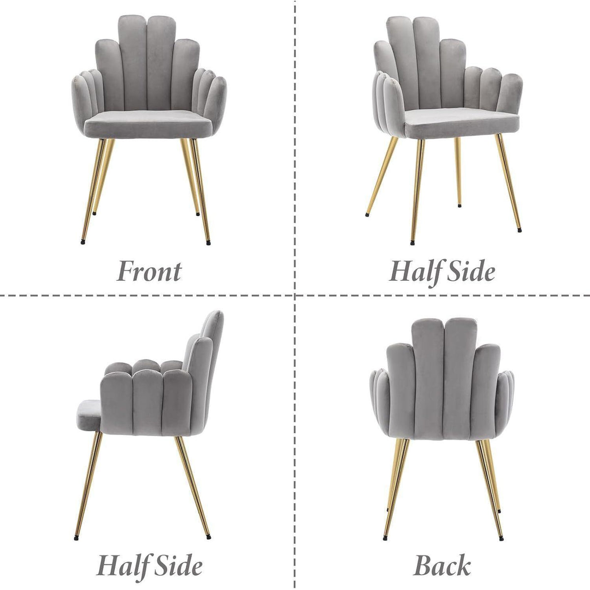 Samt Esszimmerstühle 2er Set mit Metallbeinen (Grau)