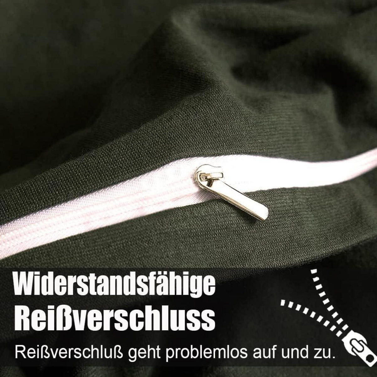 Bettwäsche 200x200 Set mit Kissenbezug 2er Set Olivergrün