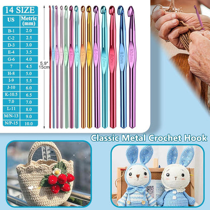 Häkelnadel Set für Anfänger mit 12 Garn, Häkeltasche und Zubehör